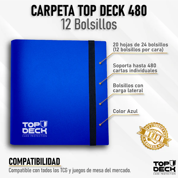 Carpeta Top Deck 480 12 bolsillos- Plastica Azul