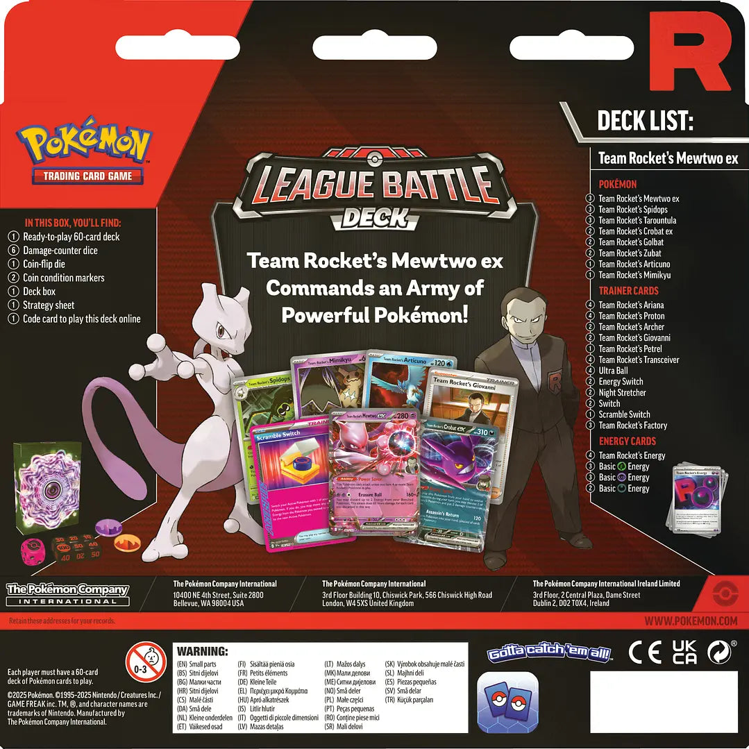 Pokémon TCG: Team Rocket’s Mewtwo ex League Battle Deck (Ingles / Español)