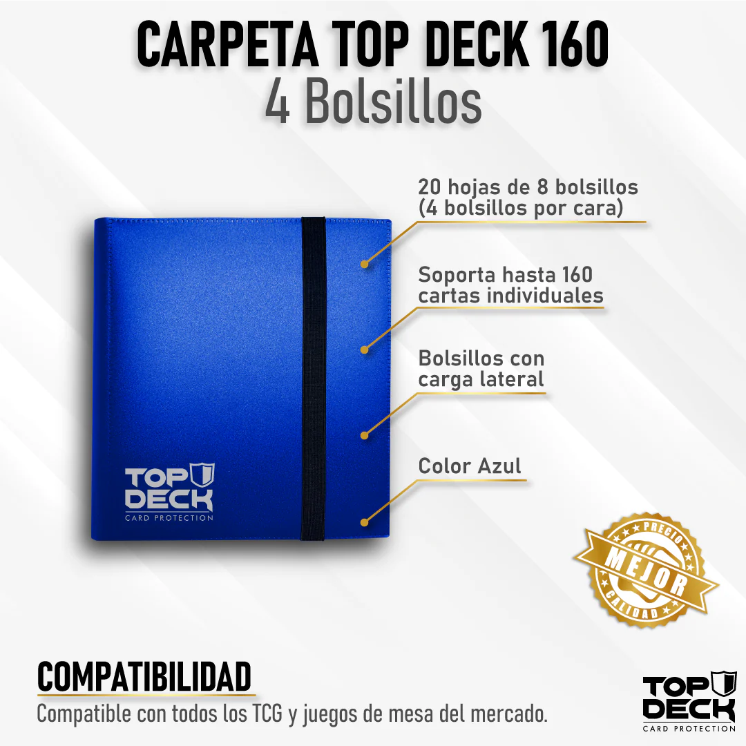 Carpeta Top Deck 160 4 bolsillos- Plastica Azul