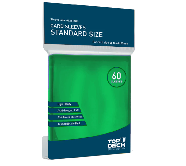 Protectores TOP DECK Standard 64x89mm color Verde