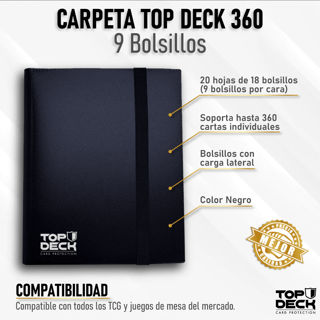 Carpeta Top Deck 360 9 bolsillos- Plastica Negro