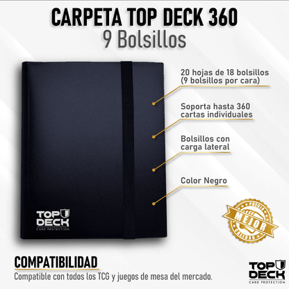 Carpeta Top Deck 360 9 bolsillos- Plastica Negro