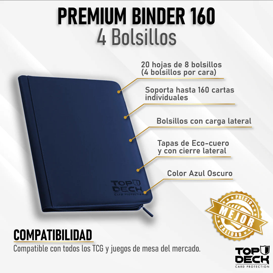 Carpeta Top Deck 180 4 bolsillos- Ecocuero Azul