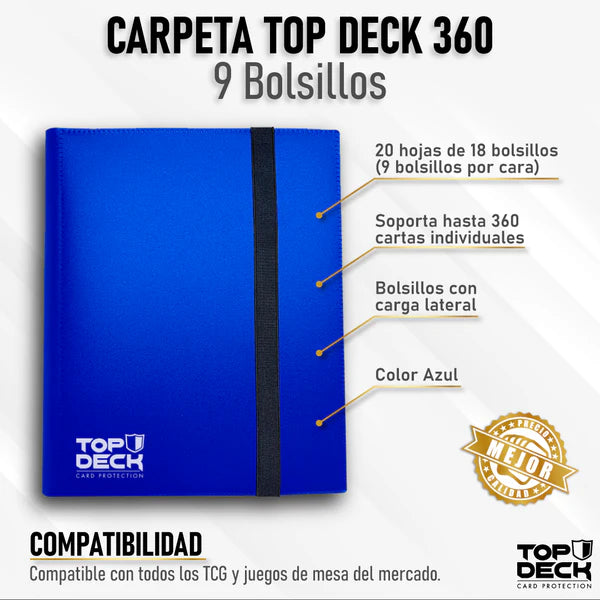 Carpeta Top Deck 360 9 bolsillos- Plastica Azul