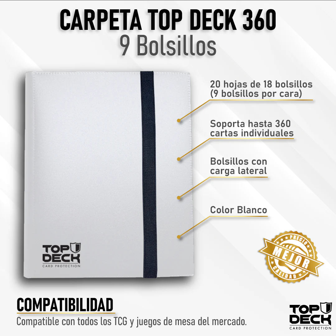 Carpeta Top Deck 360 9 bolsillos- Plastica Blanca