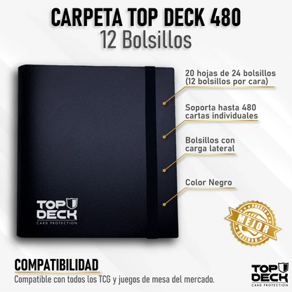 Carpeta Top Deck 480 12 bolsillos- Plastica Negro