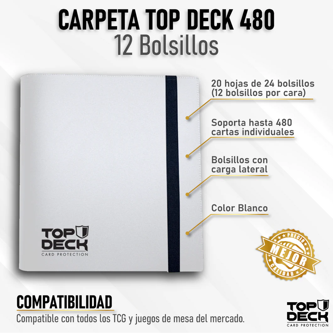 Carpeta Top Deck 480 12 bolsillos- Plastica Blanco