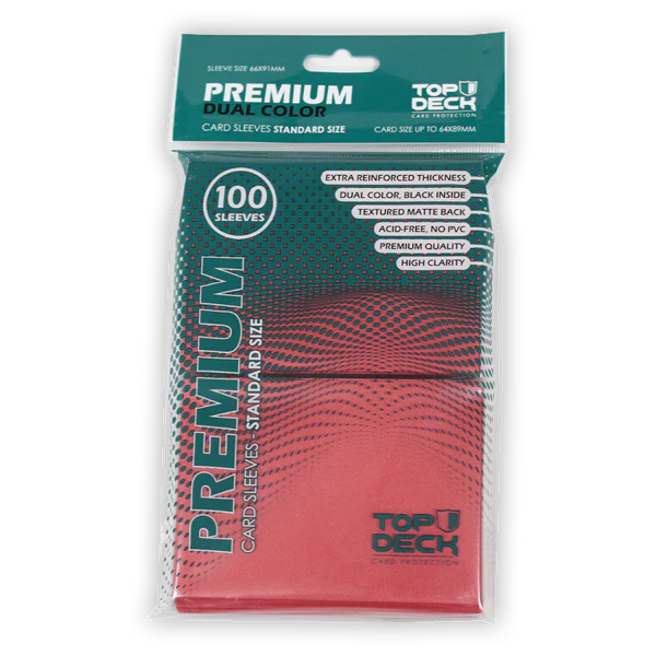 Protectores Premium | TOP DECK Standard 66x91mm color Rojo