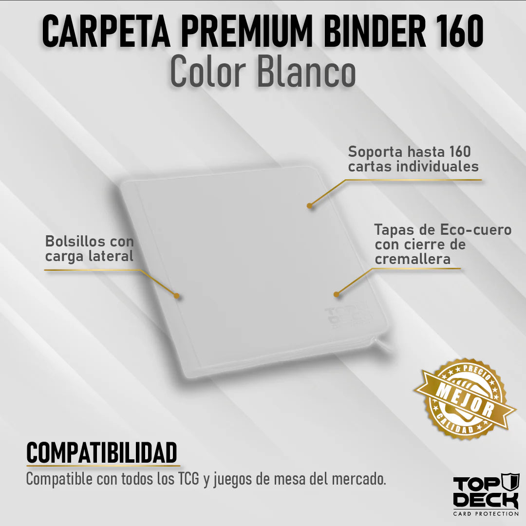 Carpeta Top Deck 180 4 bolsillos- Ecocuero Blanca