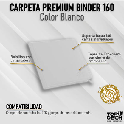 Carpeta Top Deck 180 4 bolsillos- Ecocuero Blanca
