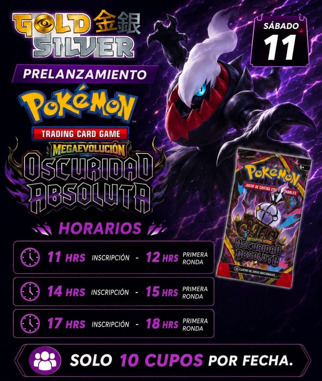 Pokemon Prelanzamiento Oscuridad Absoluta - Sábado 11 / Domingo 12